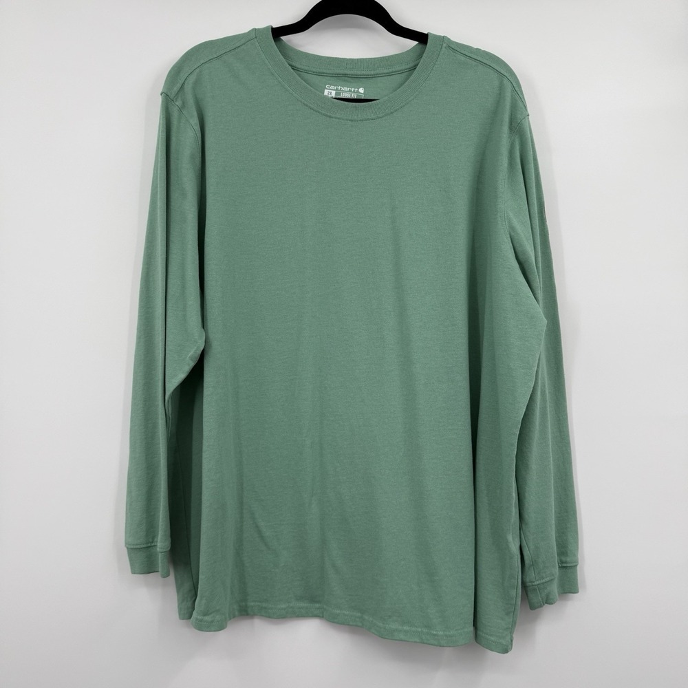 Carhartt Shirt Top Womens 2X Green Long‎ Sleeve Workwear Casual Loose Fit